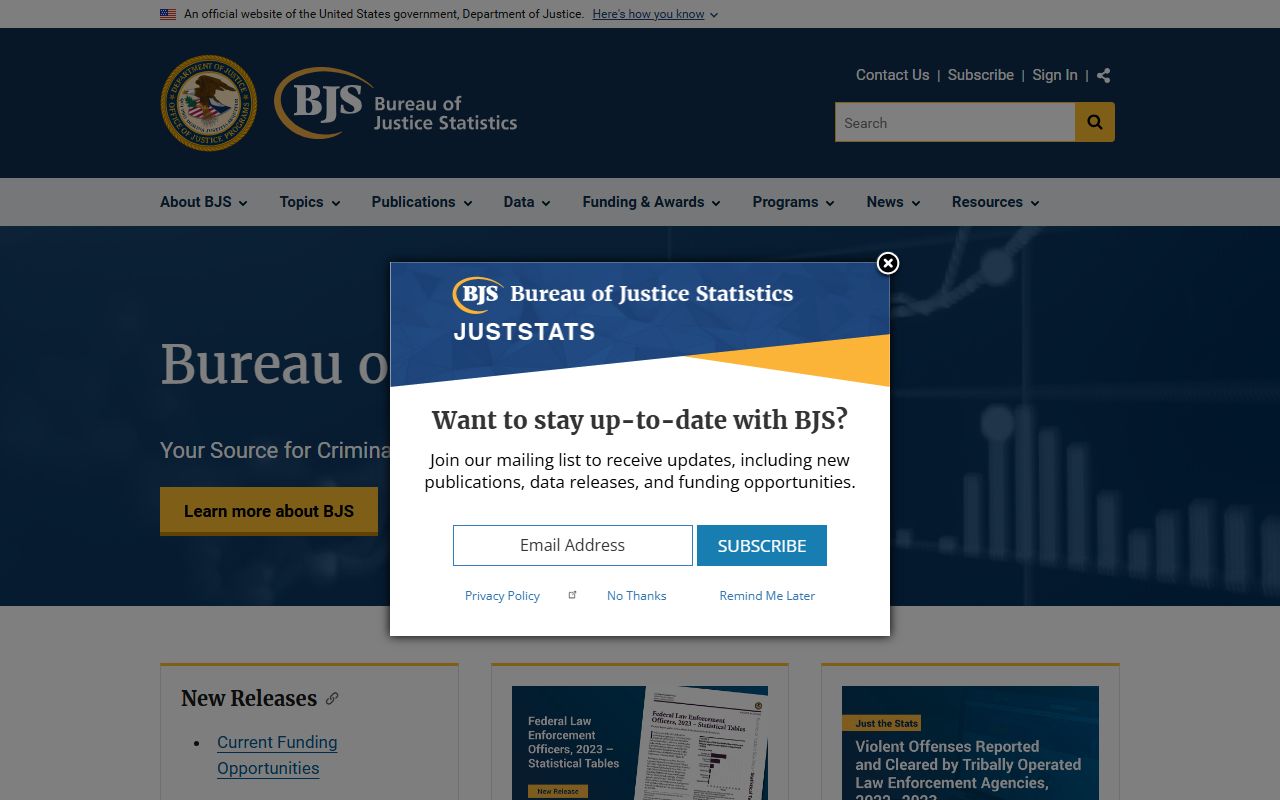 Bureau of Justice Statistics data source for Washington County jail population context
